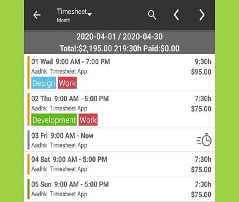 Timesheet – Work Hours Tracker